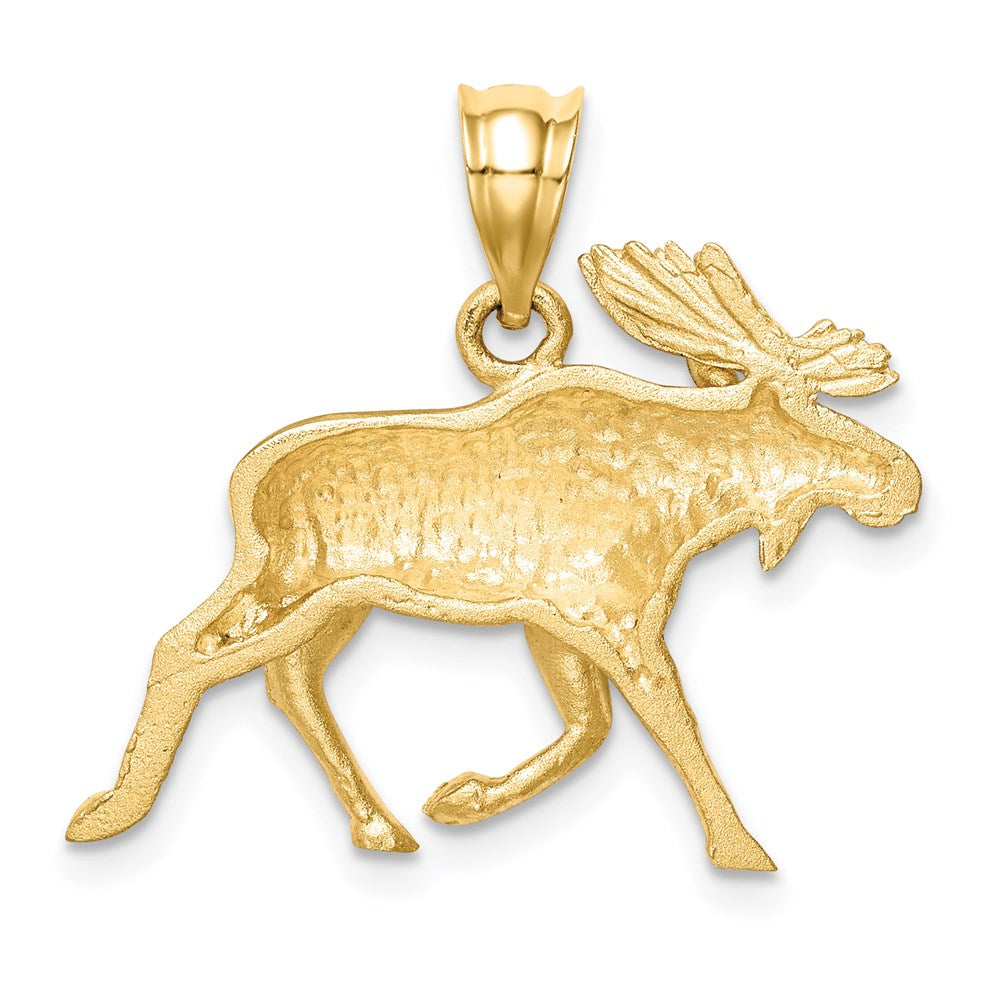 Gold Diamond-Cut Alaskan Moose Pendant Necklace - Elegant Jewelry Gift for Nature Lovers & Outdoor Enthusiasts