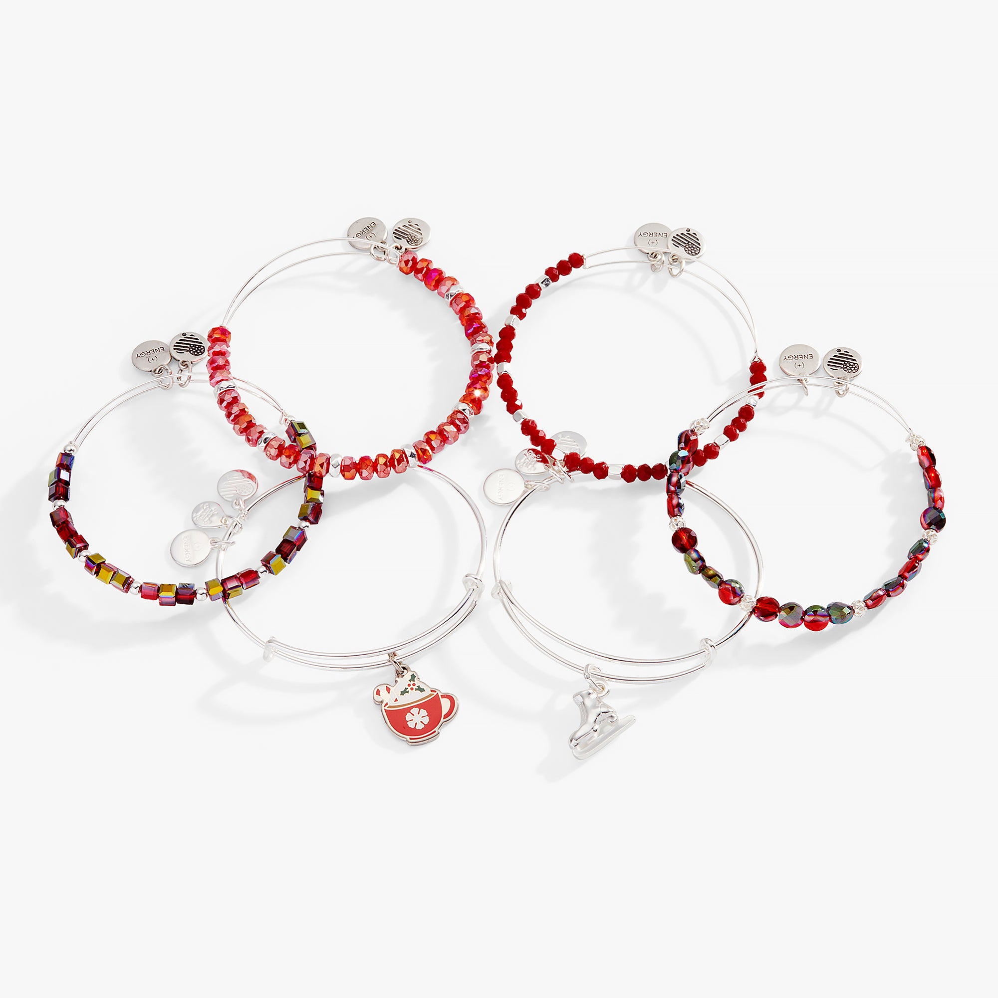 Warmest Wishes Charm Bangle Set of 6 - Sterling Silver Friendship Bracelets for Women, Best Friend Gifts, Birthday & Anniversary Presents - Perfect for Everyday Wear, Special Occasions & Gift Giving
