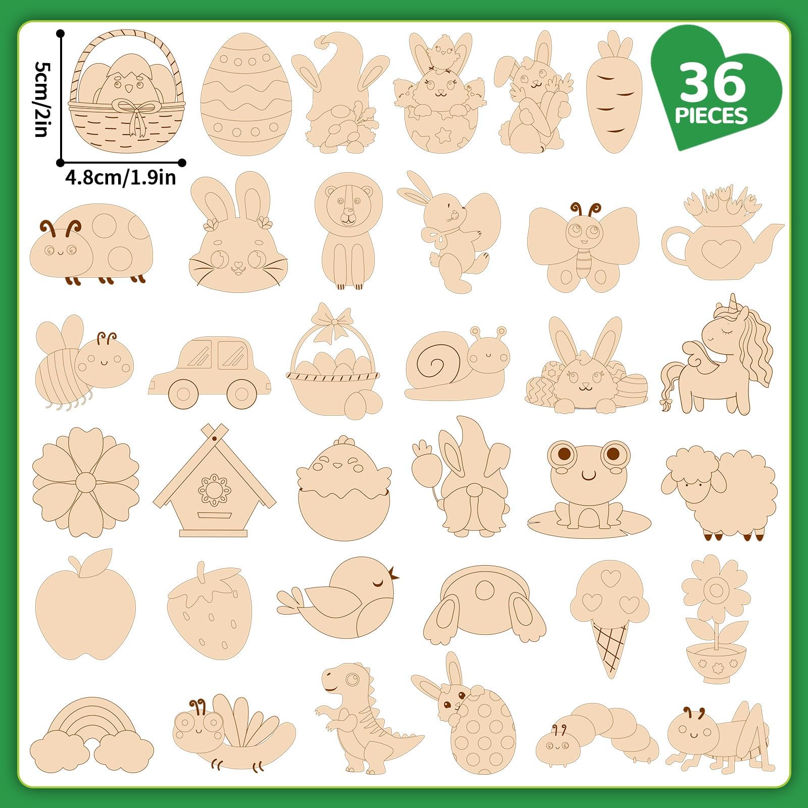 36 Pcs Easter Wooden Magnet Painting Craft Kit for Kids Ages 4-12 - DIY Spring Arts & Crafts Supplies with Wooden Magnets - Creative Easter Party Favors, Birthday Gifts, Classroom Activities & Holiday Decor