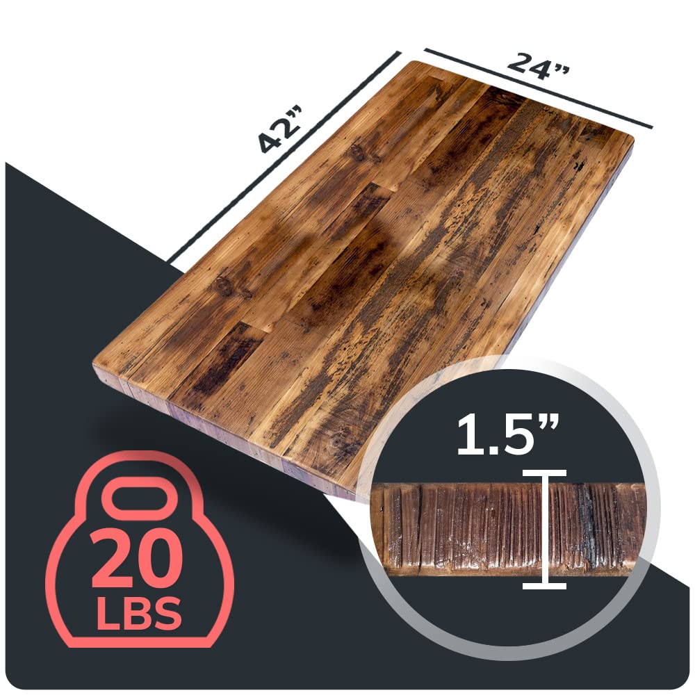 Reclaimed Wood Table Top 24x42 - Rustic Recycled Wooden Surface for Kitchen, Dining & Coffee Tables | Eco-Friendly Home Decor & Farmhouse Style Furniture