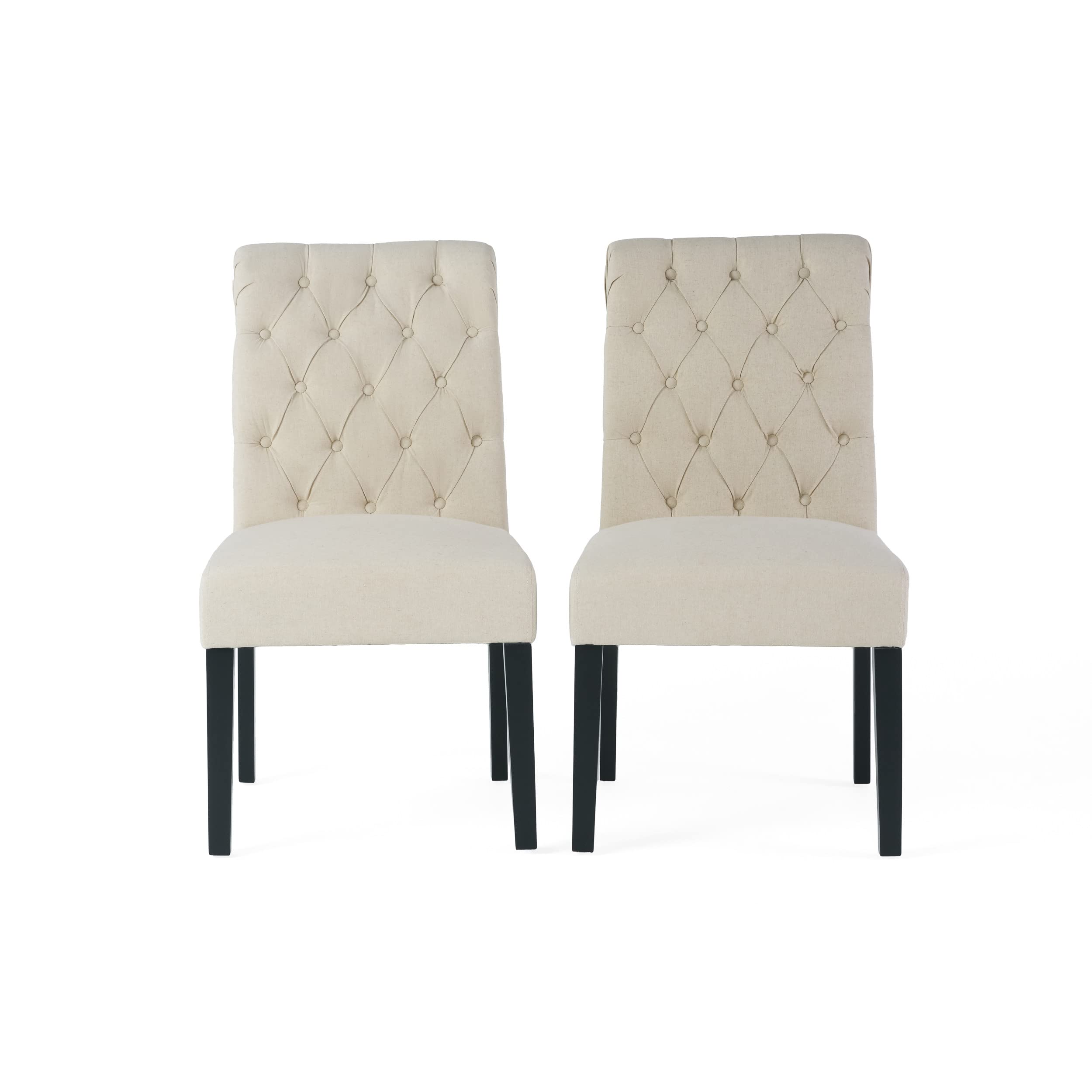 CKH Fabric Dining Chairs Set of 2, Natural Color Upholstered Side Chairs for Kitchen, Dining Room, Breakfast Nook and Home Decor