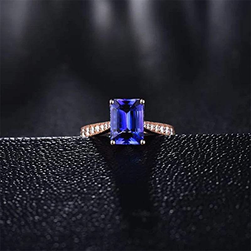 Exquisite 14K Rose Gold Tanzanite & Diamond Ring for Women | Elegant Wedding, Engagement & Anniversary Jewelry Gift