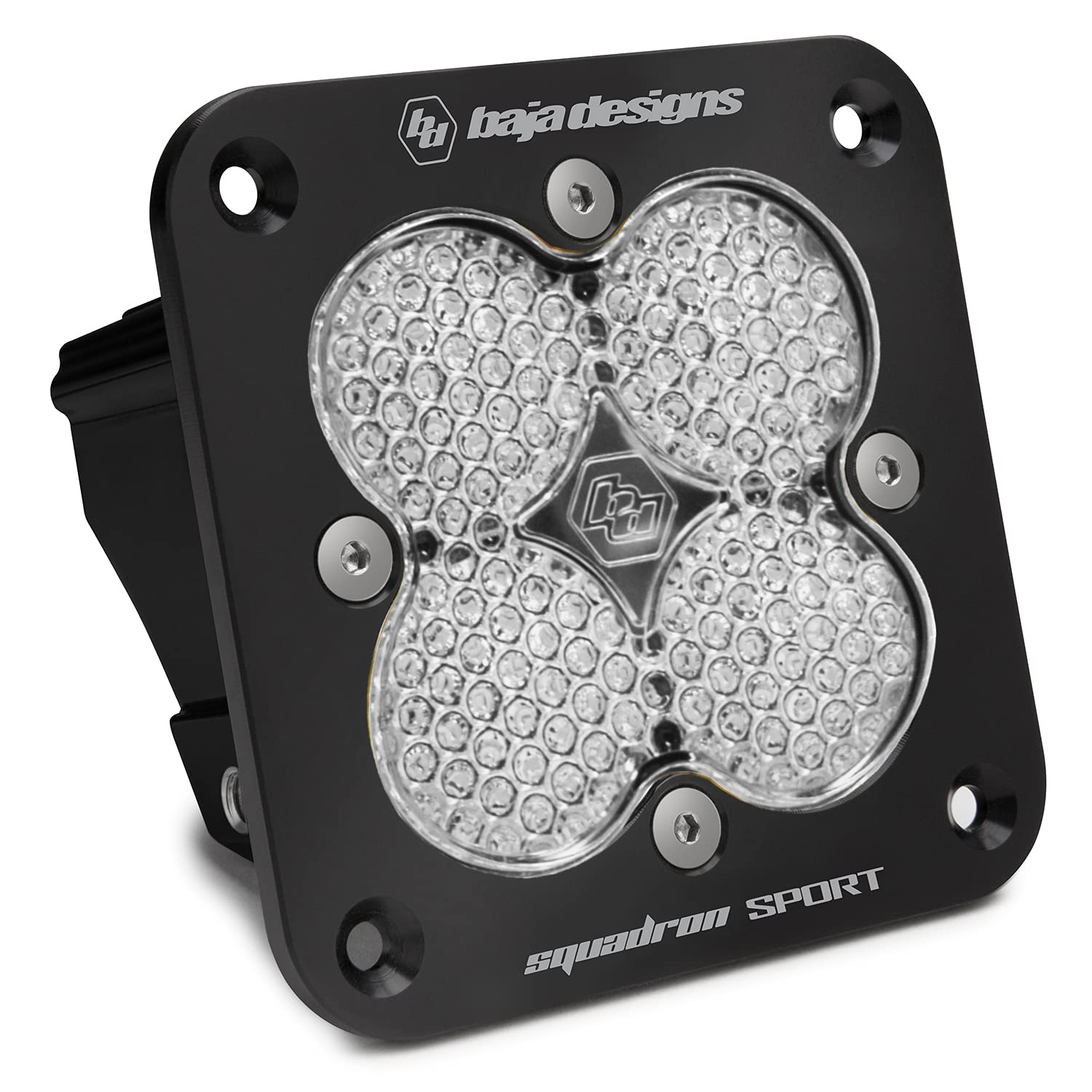 Baja Designs Squadron Sport Flush Mount LED Auxiliary Light Pod - Super Bright Off-Road LED Lights for Trucks & SUVs - Waterproof Driving Headlights with Work/Scene Pattern (Black, Clear) - Perfect for Night Off-Roading, Camping & Emergency Lighting