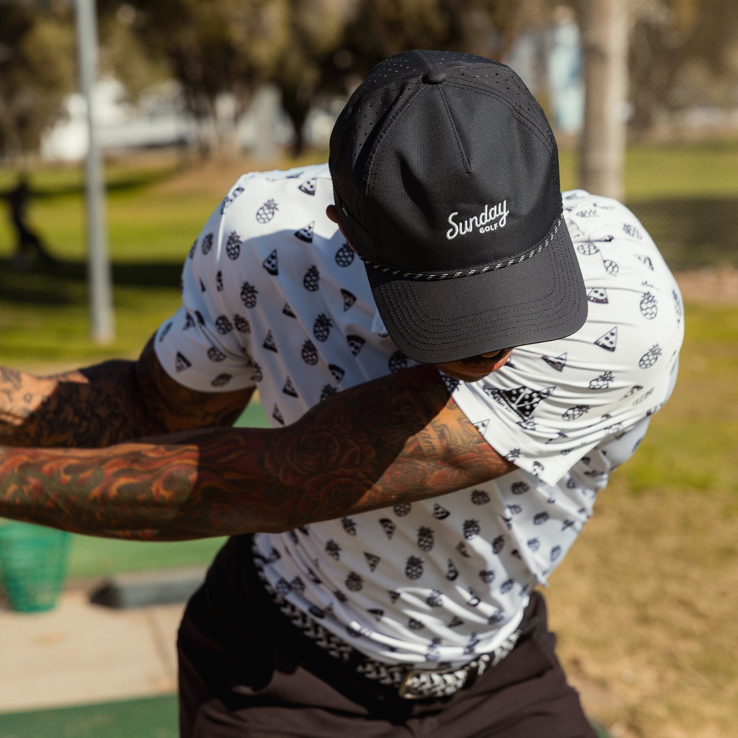 Sunday Golf Porter Lite Golf Hat - Lightweight & Breathable Black Golf Cap for Men & Women | Perfect for Driving Range, Practice & Casual Wear