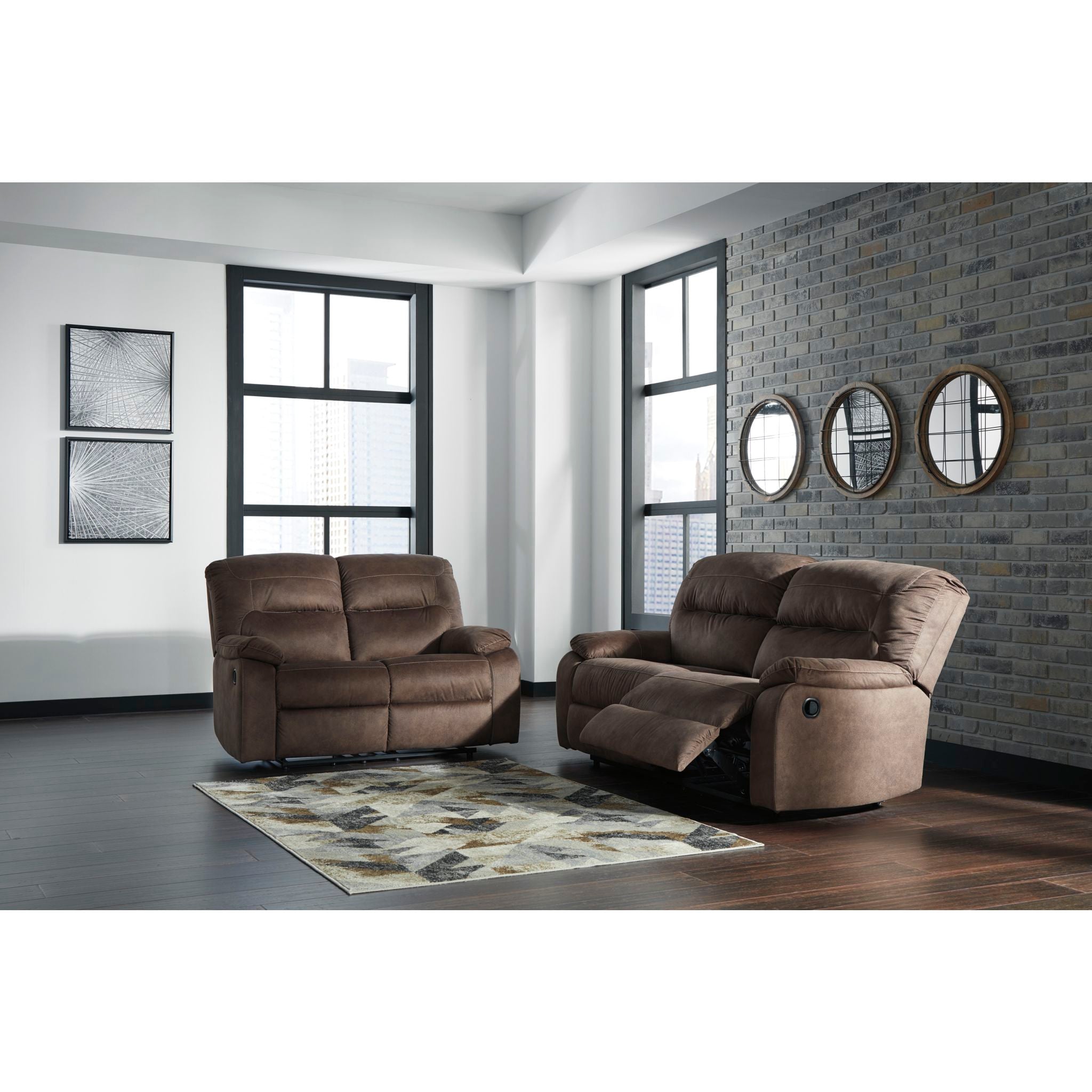 Bolzano Reclining Sofa - Modern Comfortable Leather Recliner for Living Room, Home Theater, and Office - Coffee Brown