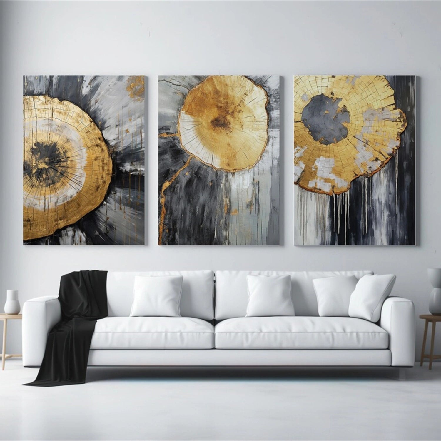 Abstract Painting Set of 3 - Modern Wall Art Canvas Prints for Living Room, Bedroom & Office Decor #AB207 | Perfect for Home Styling & Gift Giving