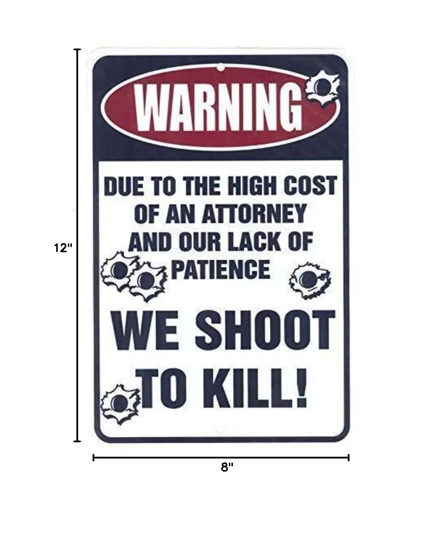 Lilyanaen 12x8 Inch Metal Warning Sign - 'We Shoot to Kill' Aluminum Sign for Home Security, Outdoor & Indoor Use - Perfect for Farms, Warehouses, and Property Protection