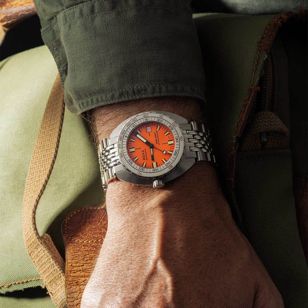 SUB 300T Aristera Professional 42.5mm Orange Diver Watch with Stainless Steel Bracelet - Perfect for Scuba Diving, Water Sports & Everyday Wear