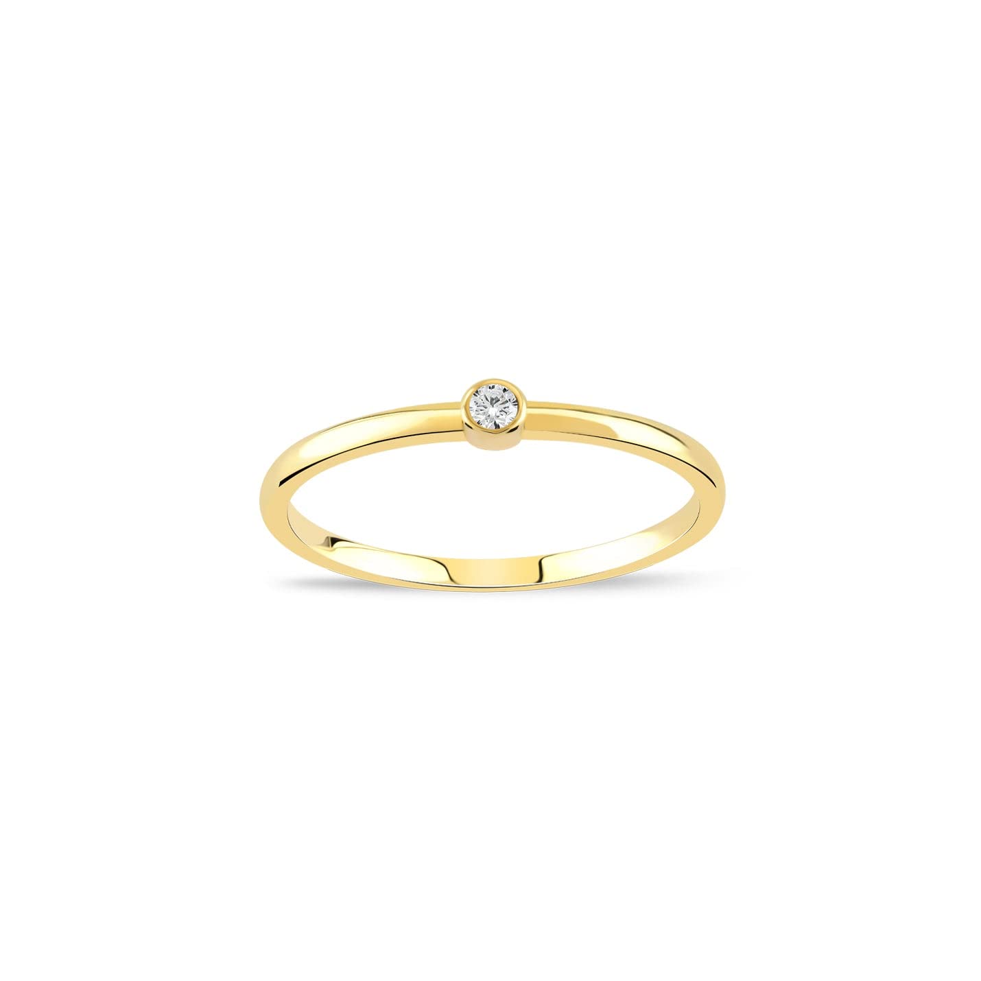 14K Solid Gold Diamond Solitaire Stackable Ring for Women - Size 5 - Perfect for Everyday Wear, Anniversary Gifts & Bridal Jewelry