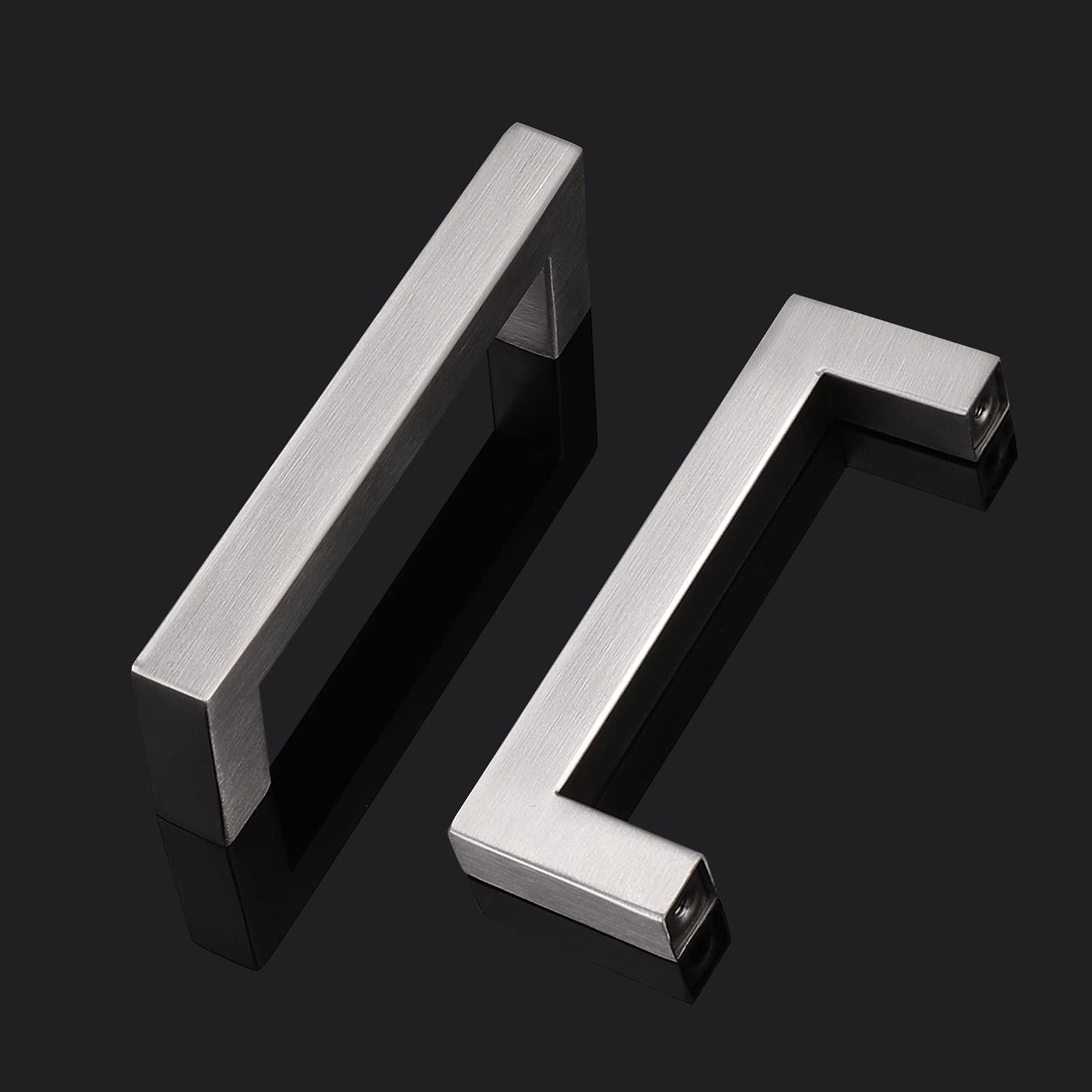 5 Pack Brushed Nickel Square Bar Drawer Pulls - 3.5