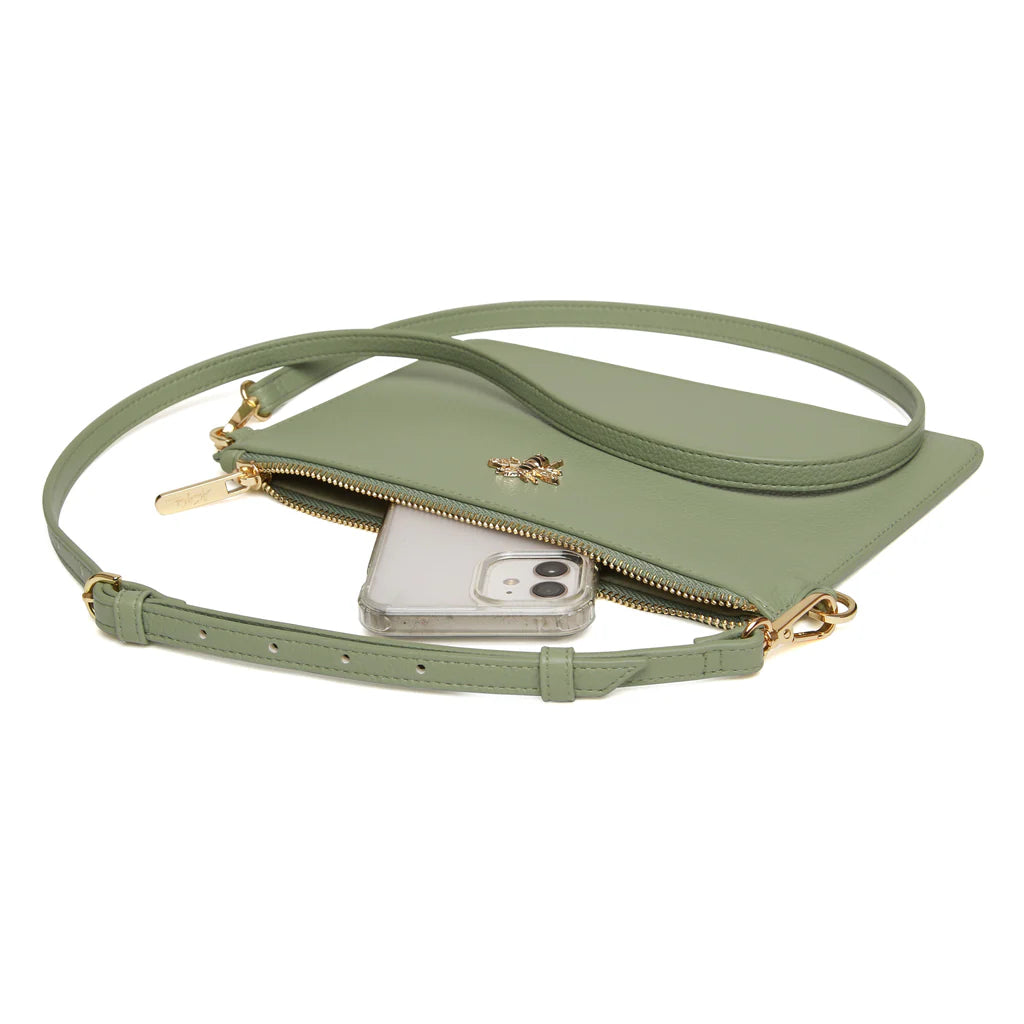 Alice Wheeler Ealing Phone & Clutch Pouch in Sage Green - Stylish Crossbody Wallet for Women, Perfect for Parties, Travel and Everyday Use