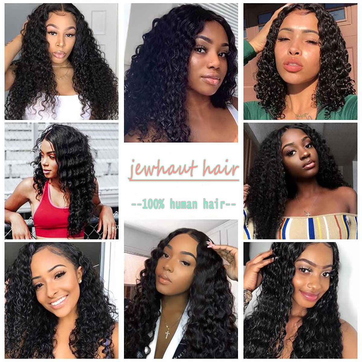 28 Inch Lace Front Human Hair Wig - Deep Wave 180% Density Glueless Natural Curly Black Wig with Medium Cap Size & Full Coverage (Clips/Combs Attachment) for Everyday Wear, Parties, Cosplay & Special Occasions