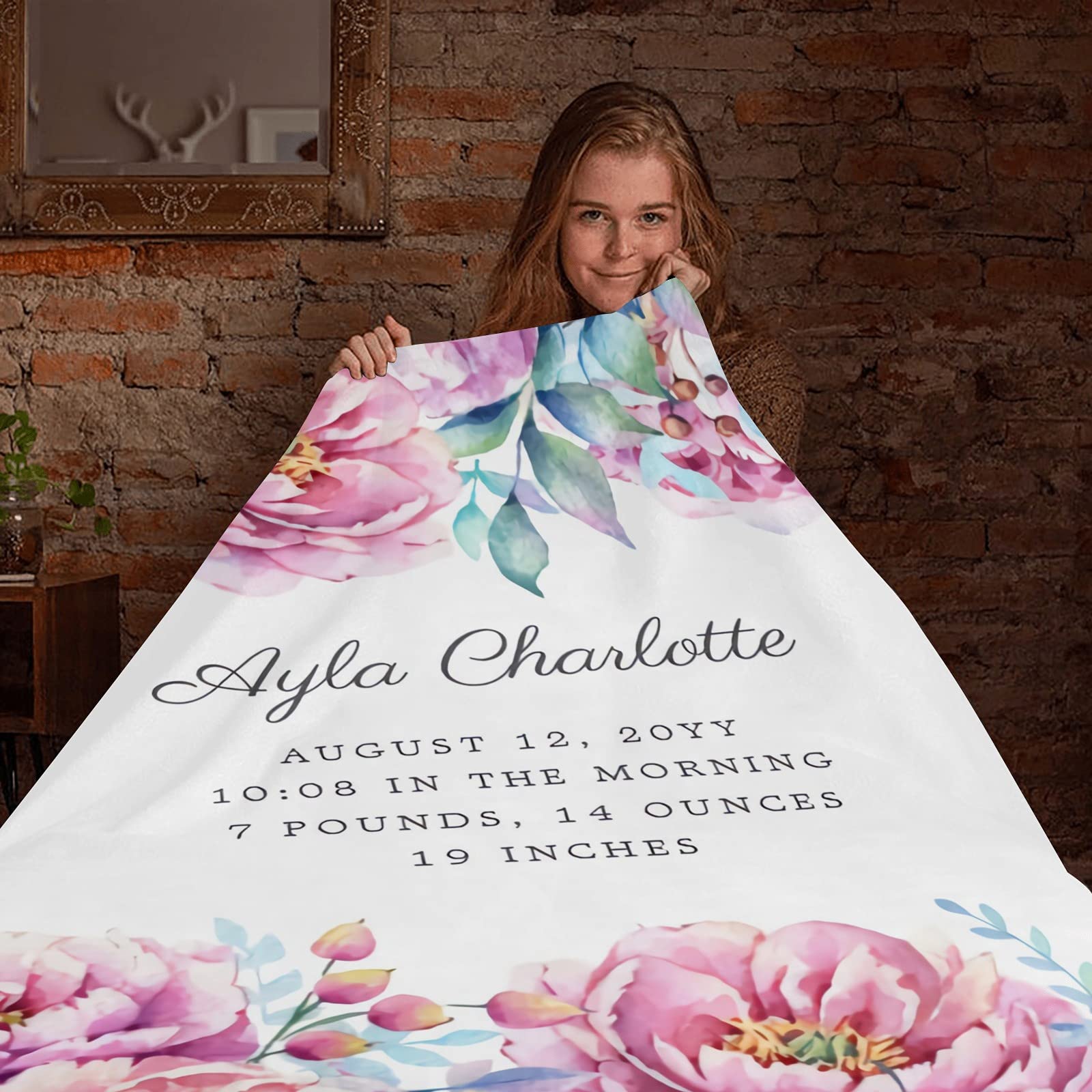 Personalized Baby Blanket with Name - Custom Embroidered Baby Blankets for Boys & Girls | Super Soft Newborn Blanket | Perfect Baby Shower Gift & Nursery Decor | Ideal for Cuddling, Swaddling & Photo Props
