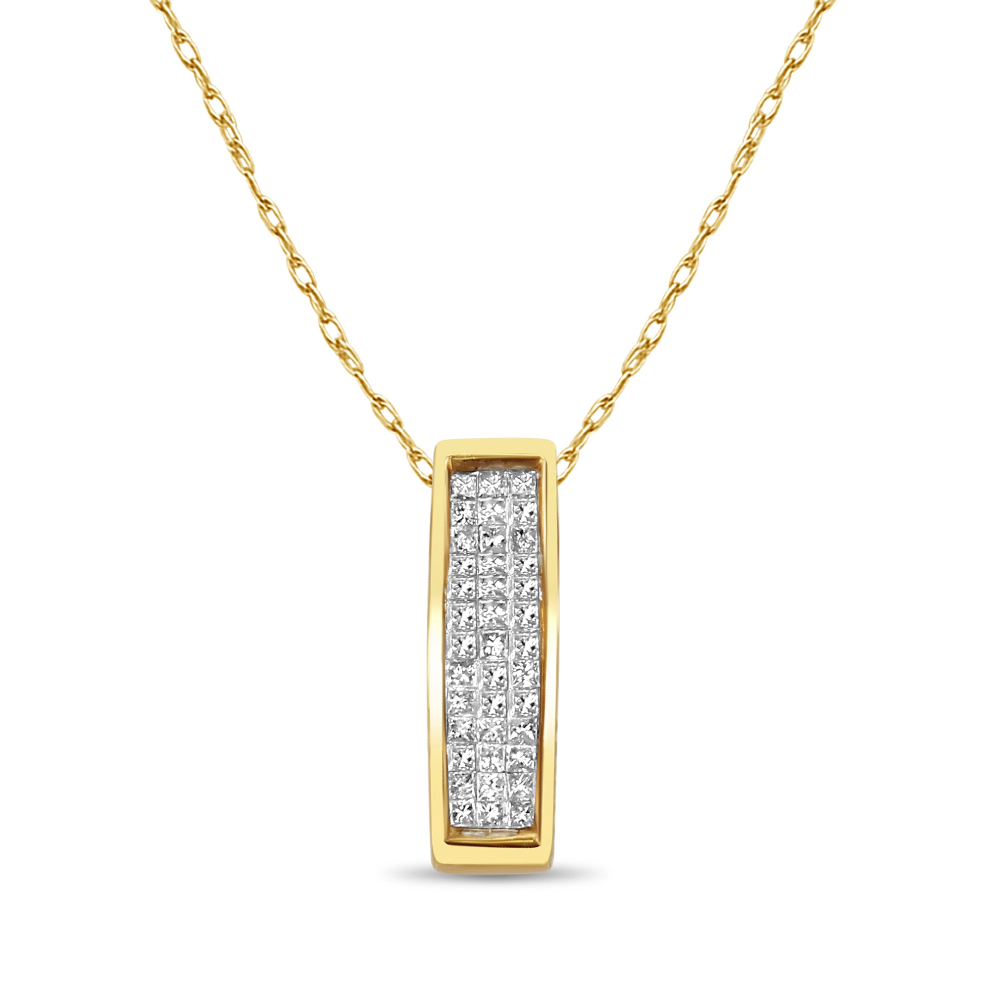 0.50cttw Princess Cut Diamond Necklace in 14k Yellow Gold - Elegant Jewelry Gift for Women, Perfect for Weddings, Anniversaries & Special Occasions