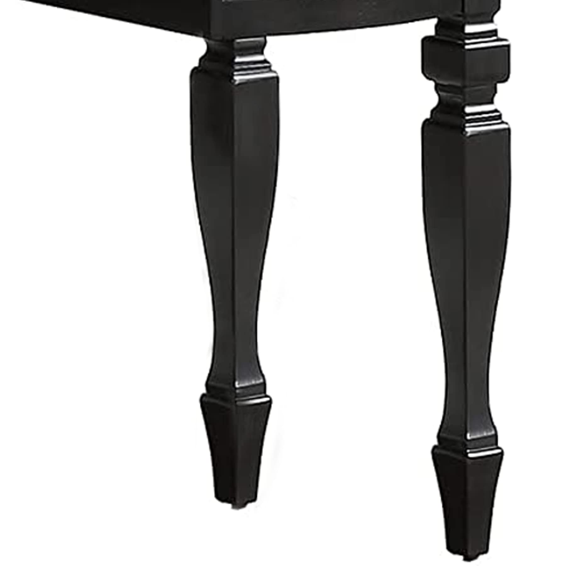 Benjara 3-Piece Vanity Set with Carved Mirror & Turned Legs - Black Bathroom Furniture for Makeup Dressing Table | Perfect for Bedroom, Bathroom & Boudoir Decor