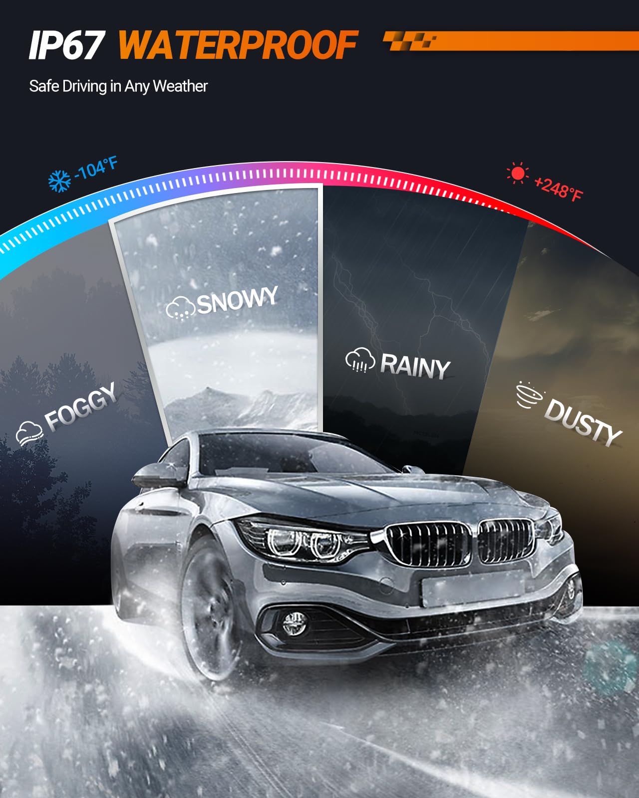 SEALIGHT S1-p H11 H16 LED Fog Light Bulbs - Super Bright 3000K Yellow Light for Cars, Trucks, SUVs - Waterproof & Durable for All Weather Driving - Perfect for Foggy, Rainy & Snowy Road Conditions