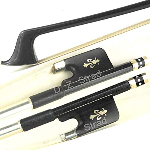 D Z Strad Model 505 Carbon Fiber Cello Bow 4/4 Size with Ebony Fleur-de-Lis Frog - Professional Grade Bow for Orchestral Performances & Practice Sessions