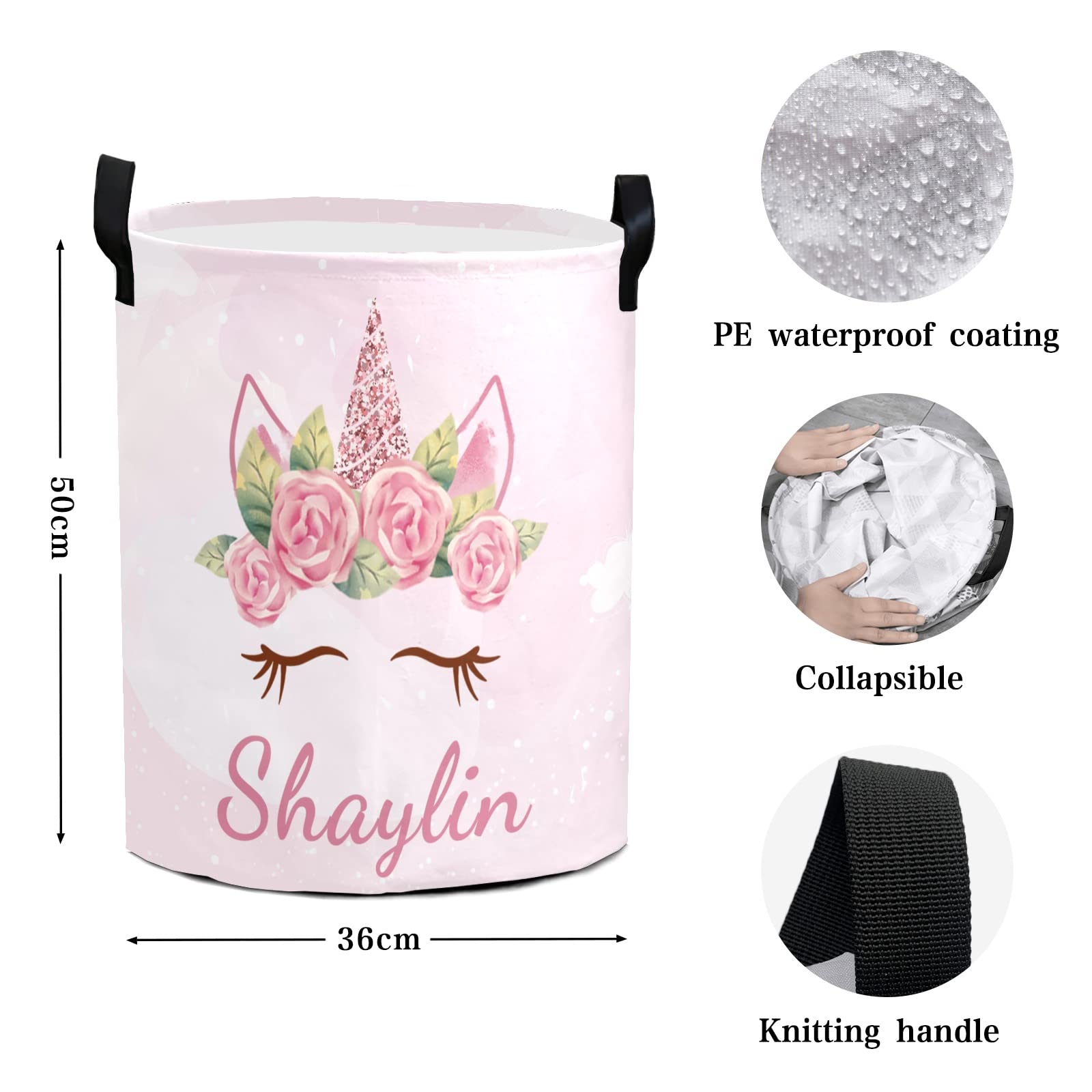 Custom Personalized Laundry Basket with Handle - Collapsible Clothes Hamper for Bedroom, Bathroom & Living Room Storage - Unicorn Design (Perfect for Kids' Room, Dorm Organization & Space-Saving Home Decor)