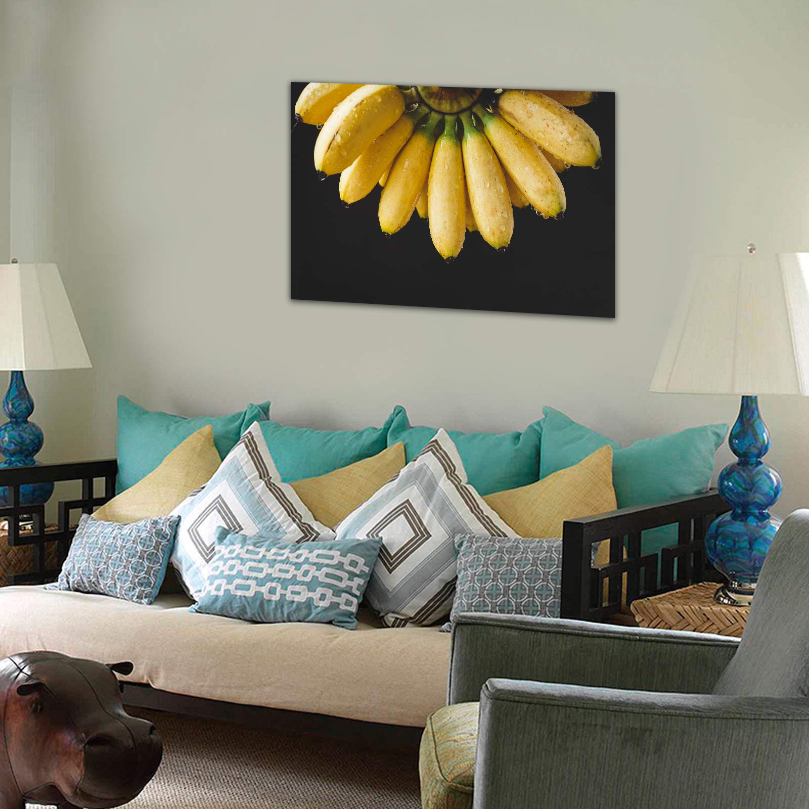 GUTTATY Banana Fruit Canvas Wall Art - 28x40 Inch Framed Kitchen Decor, Ready to Hang Painting for Dining Room, Restaurant & Home Decoration | Perfect for Farmhouse, Modern & Tropical Interior Design Styles