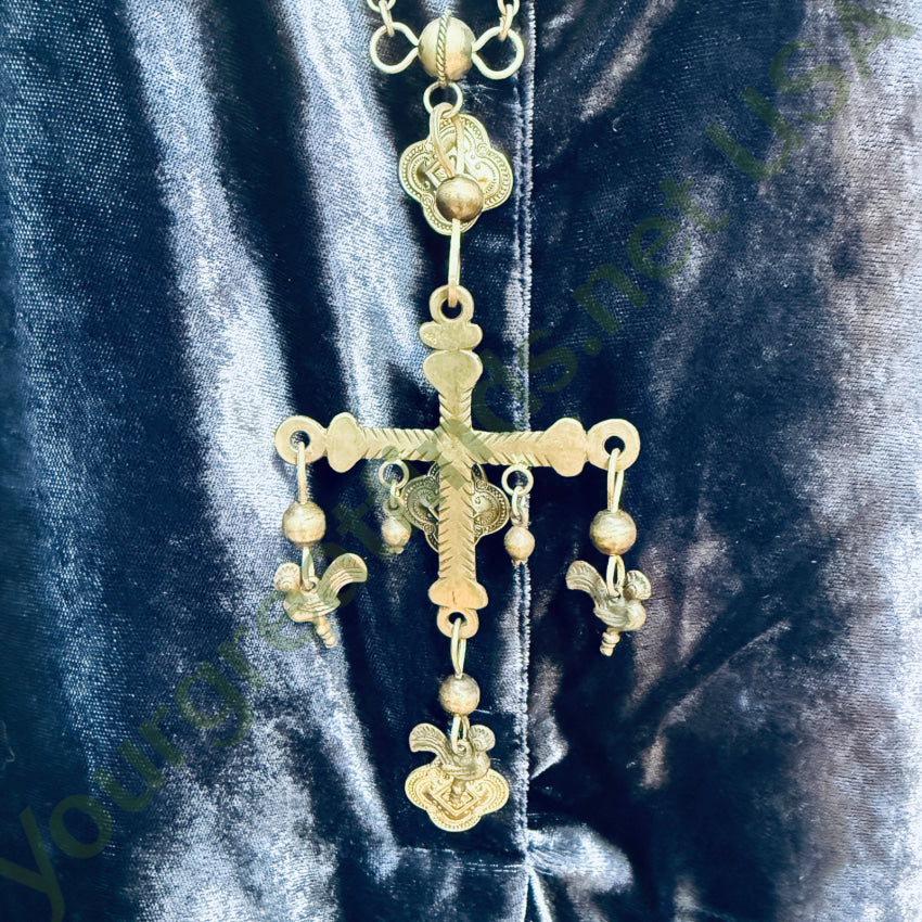 Vintage Mexico Sterling Silver Yalalag Cross Beaded Necklace - Handmade Mexican Jewelry for Women, Boho Chic Cross Pendant Necklace - Perfect for Gifts, Parties, and Everyday Wear