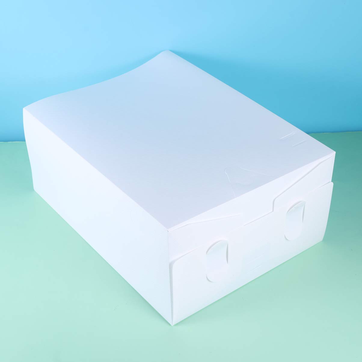 Cabilock 6-Pack Clear Plastic Shoe Storage Boxes - Foldable Stackable Shoe Organizer with Thickened Design, Large Size (White) - Perfect for Closet, Bedroom & Entryway Organization