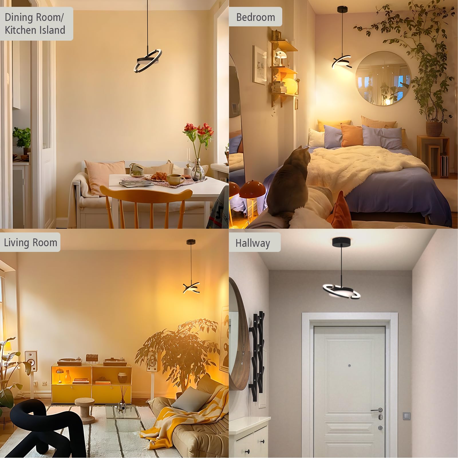 FIMEI LED Pendant Light Fixture - Dimmable 3000-6000K Adjustable Hanging Chandelier with Saturn Ring Design for Dining Room, Kitchen Island, Living Room, Bedroom & Entryway - Modern Lighting for Home Decor & Interior Design