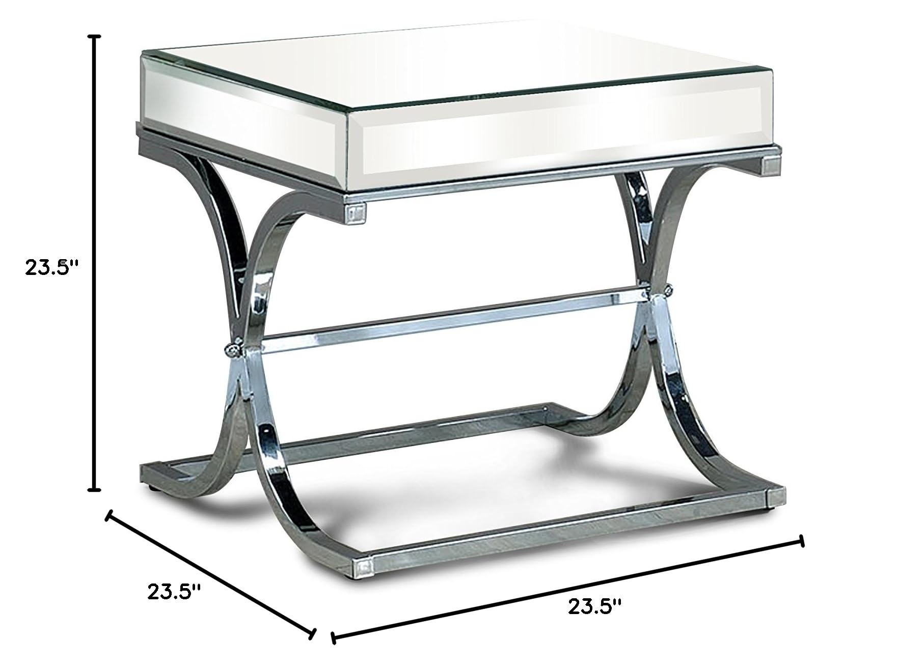 Furniture of America Luxy Mirror Panel End Table - Chrome Finish | Modern Accent Table for Living Room, Bedroom & Entryway Decor