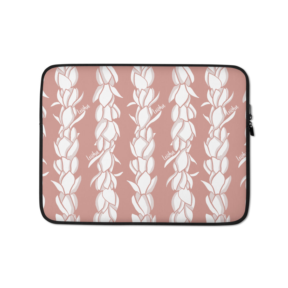 Pikake Lei Laptop Sleeve - 13 Inch 14 Inch 15 Inch Laptop Case with Floral Hawaiian Design, Protective Neoprene Cover for MacBook Air Pro, Travel & Office Use