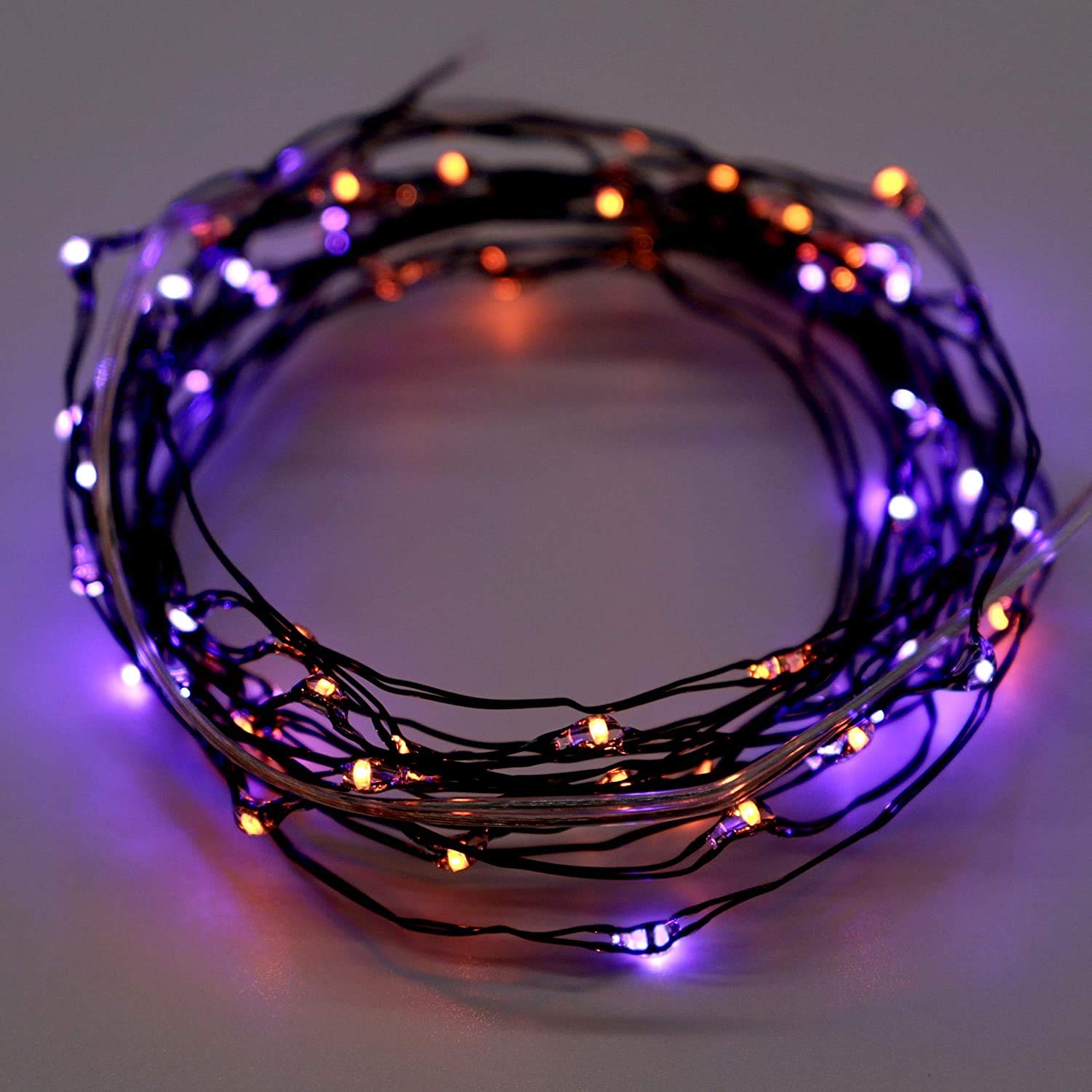 10ft Halloween Fairy Lights - 60 LED Orange & Purple Color Changing String Lights with Timer, 12 Lighting Modes | Battery Operated Indoor/Outdoor Decor for Porch, Tree, Bedroom, Halloween Party | Perfect for Spooky Decorations, Garden Lighting & Holiday Festivities