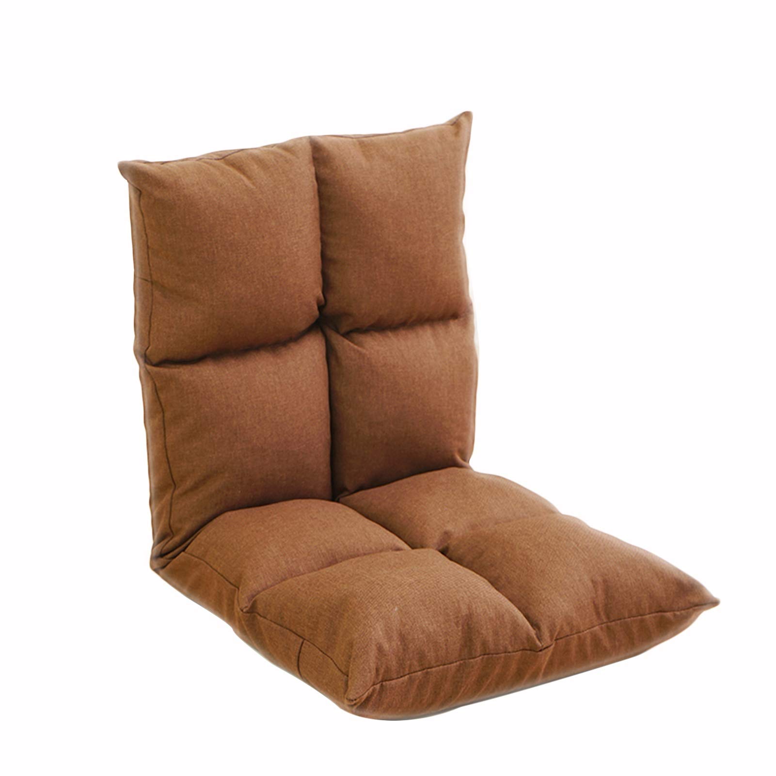 LIXIONG Adjustable Floor Chair with Back Support - 5-Position Recliner for Reading, Meditation & Gaming - Foldable Lazy Sofa Bed with Removable Cover (Brown) - Perfect for Small Spaces, Dorm Rooms & Home Theater Seating