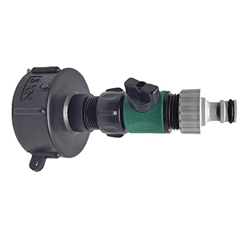 IBC Tote Tank Adapter Valve Fitting - Coarse Thread Drain Adapter for IBC Container to Garden Hose Quick Connect (Green) - Perfect for Water Transfer, Irrigation & Outdoor Gardening