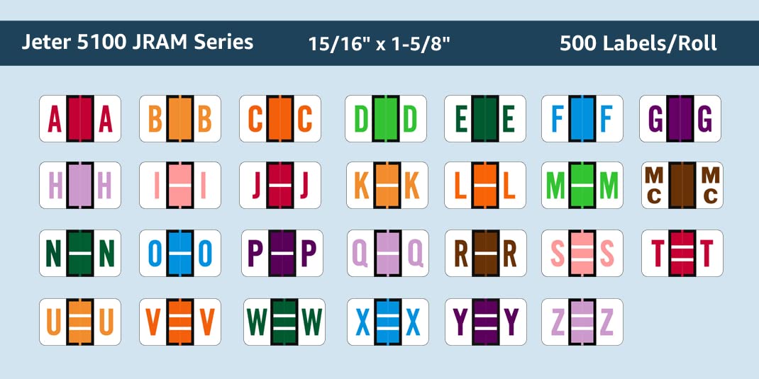 Doctor Stuff - A-Z Alphabet File Folder Labels with Tray, 27 Rolls (500/Roll), 15/16