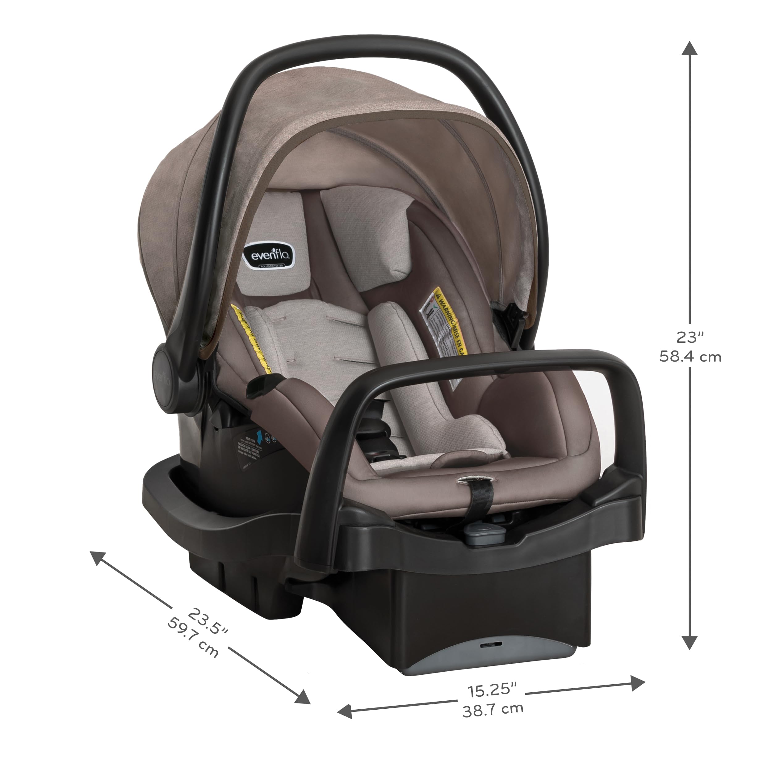 Evenflo Pivot Modular Travel System with LiteMax Infant Car Seat - Anti-Rebound Bar Safety Feature | Desert Tan Stroller & Car Seat Combo | Perfect for Newborns, Travel & Daily Use