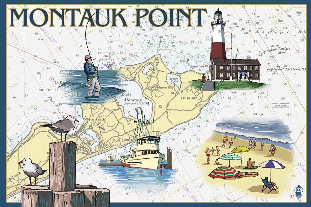 Montauk Point Nautical Chart - 24x36 Gallery Quality Metal Art Print, Aluminum Wall Decor for Coastal & Nautical Home Office Decor - Perfect for Beach Houses, Maritime Offices & Coastal Themed Spaces