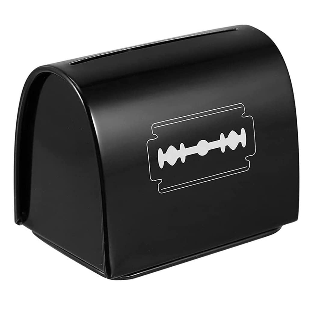 Razor Blade Disposal Case - Safe Sharps Storage Container for Used Safety Razor Blades | Black | Ideal for Home, Salon & Travel Use