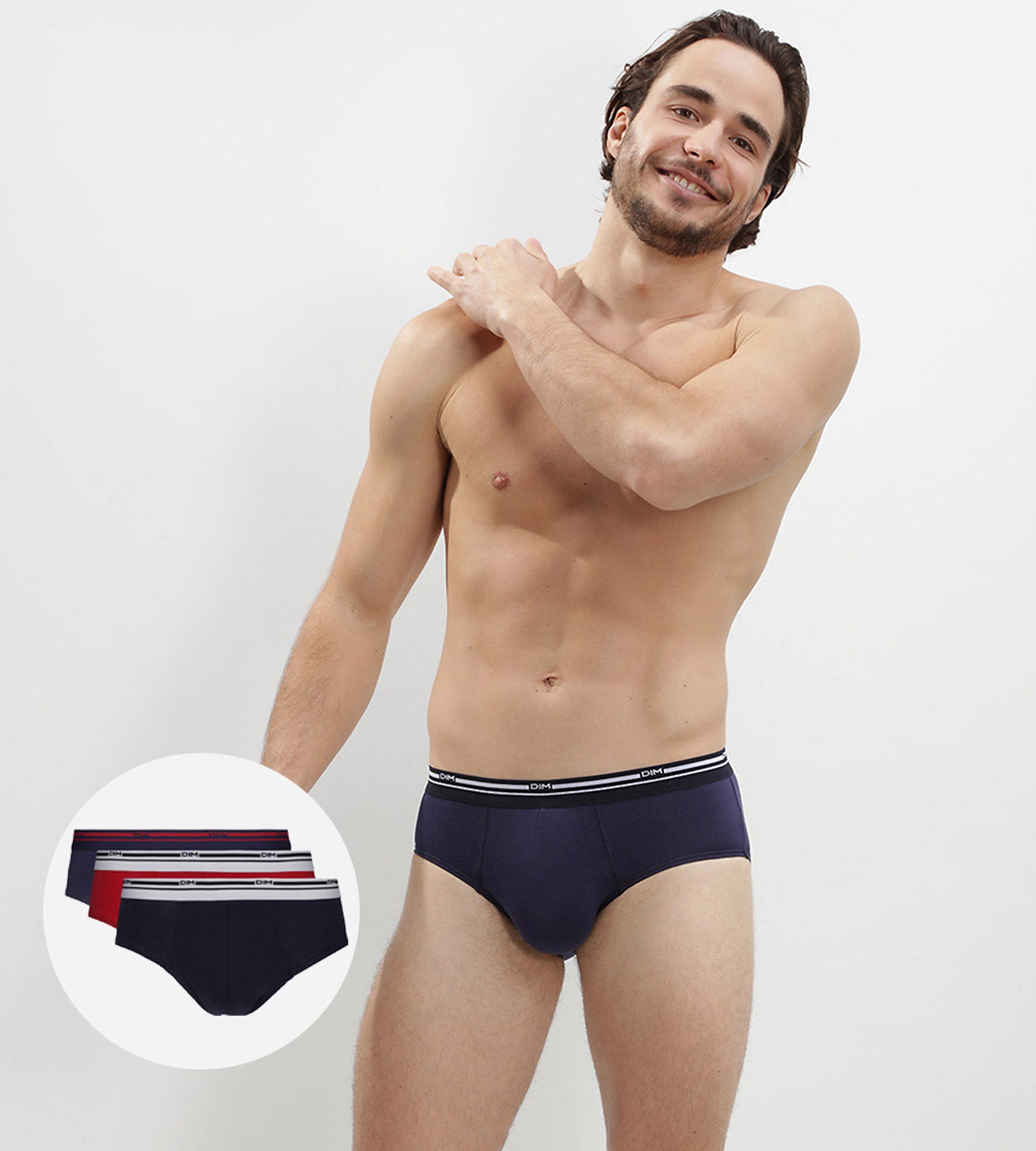 3 Pack Men's Classic Red & Blue Underwear - Soft Cotton Briefs for Everyday Comfort, Workout & Travel