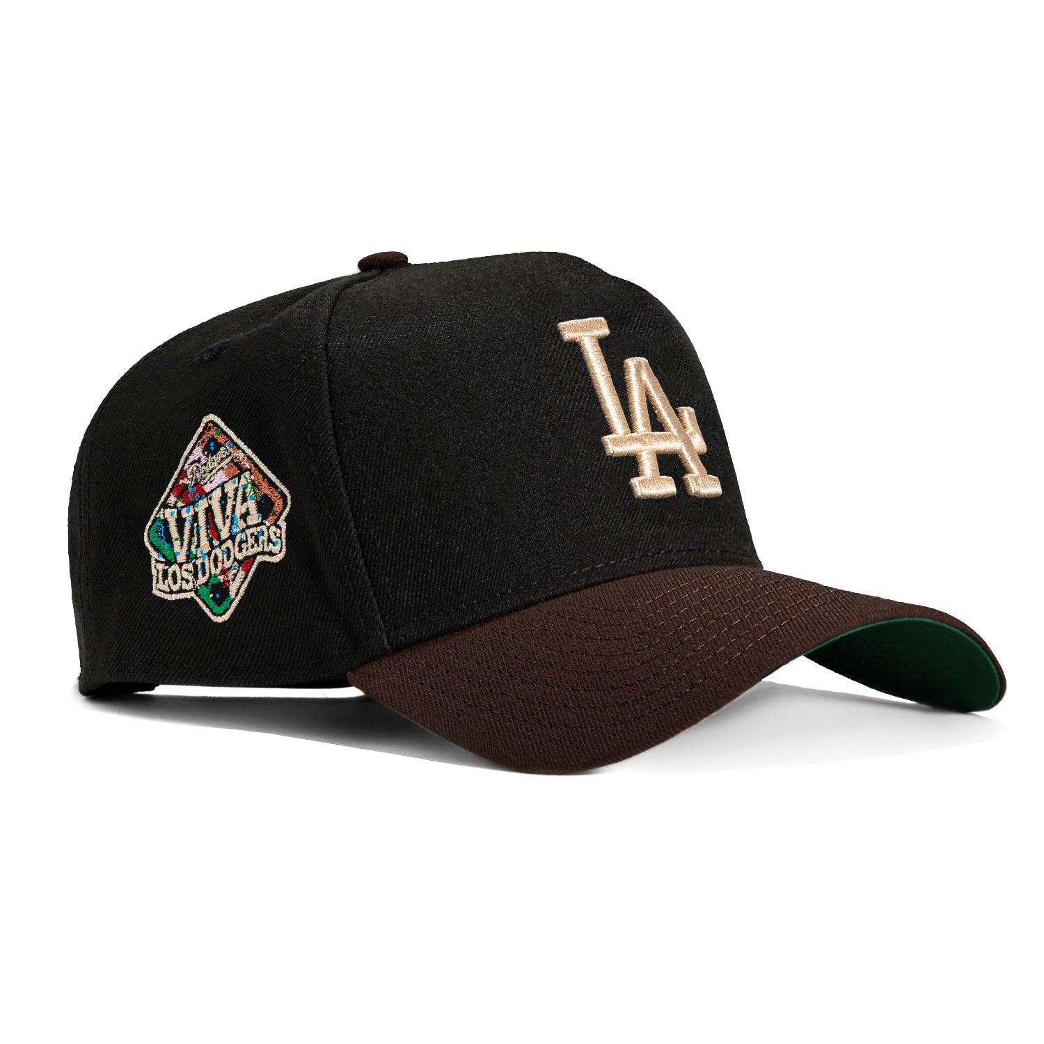 New Era 9Forty A-Frame Los Angeles Dodgers Viva Los Dodgers Patch Snapback Hat - Black & Brown | Official MLB Baseball Cap for Men & Women | Game Day, Streetwear Fashion