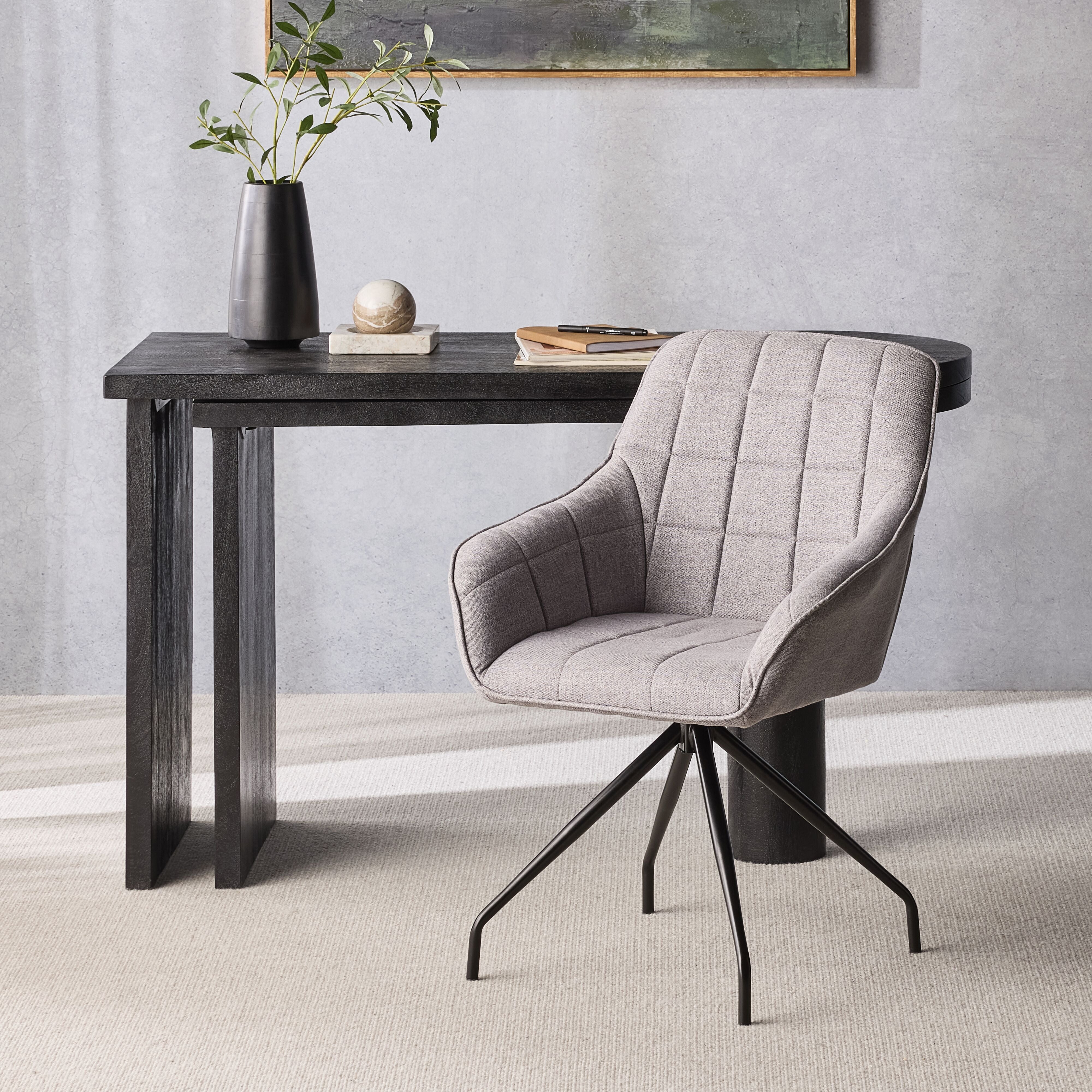 Anders Swivel Desk Chair Grey - Ergonomic Office Chair with Adjustable Height for Home & Office Workspace - Perfect for Computer Work, Gaming, and Study Sessions