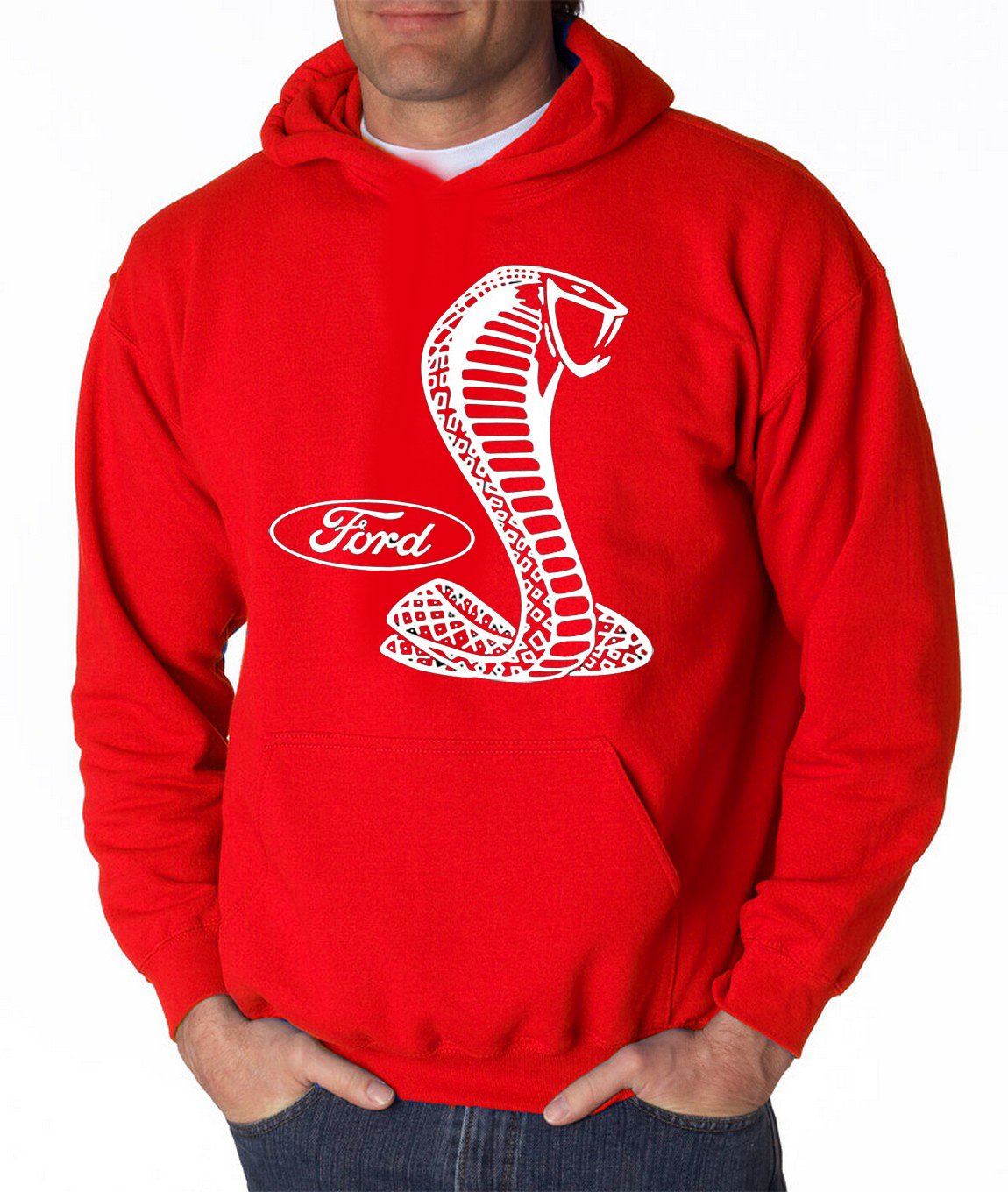 Mustang Cobra Logo Men's Sweatshirt - Ford Performance Pullover Hoodie for Car Enthusiasts | Casual Wear & Car Show Apparel