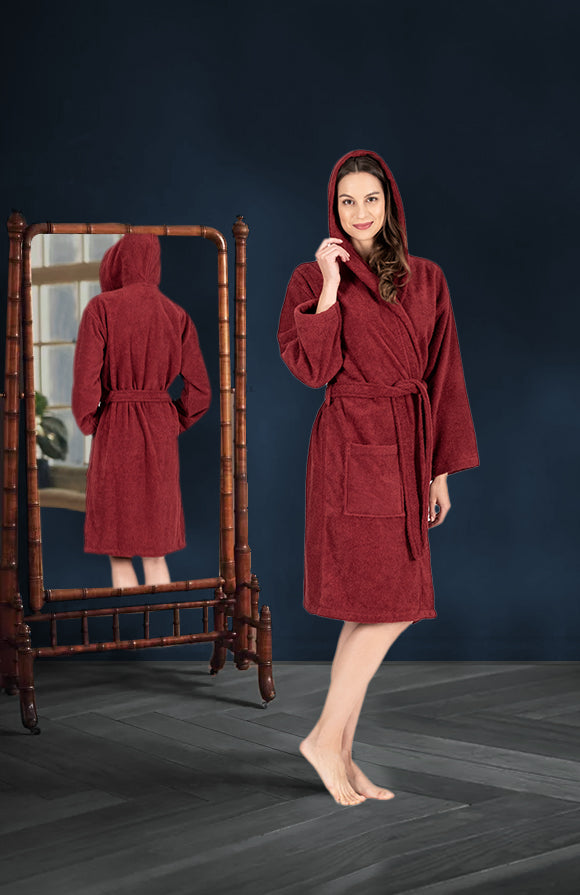 Premium Unisex Bathrobe - 100% Turkish Cotton Hooded Terry Robe for Men & Women | Ultra Absorbent, Quick Dry | Spa, Hotel, Home Relaxation & Lounge Wear
