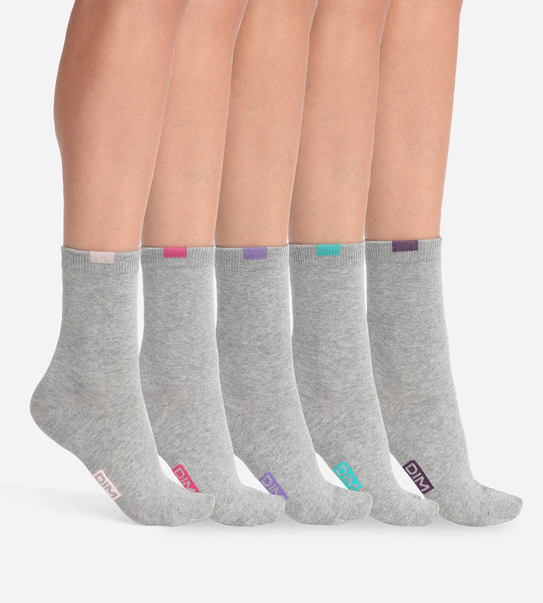 5 Pairs Women's Light Gray Mixed Cotton Socks - Soft & Breathable for Everyday Comfort - Perfect for Work, Gym, and Casual Wear