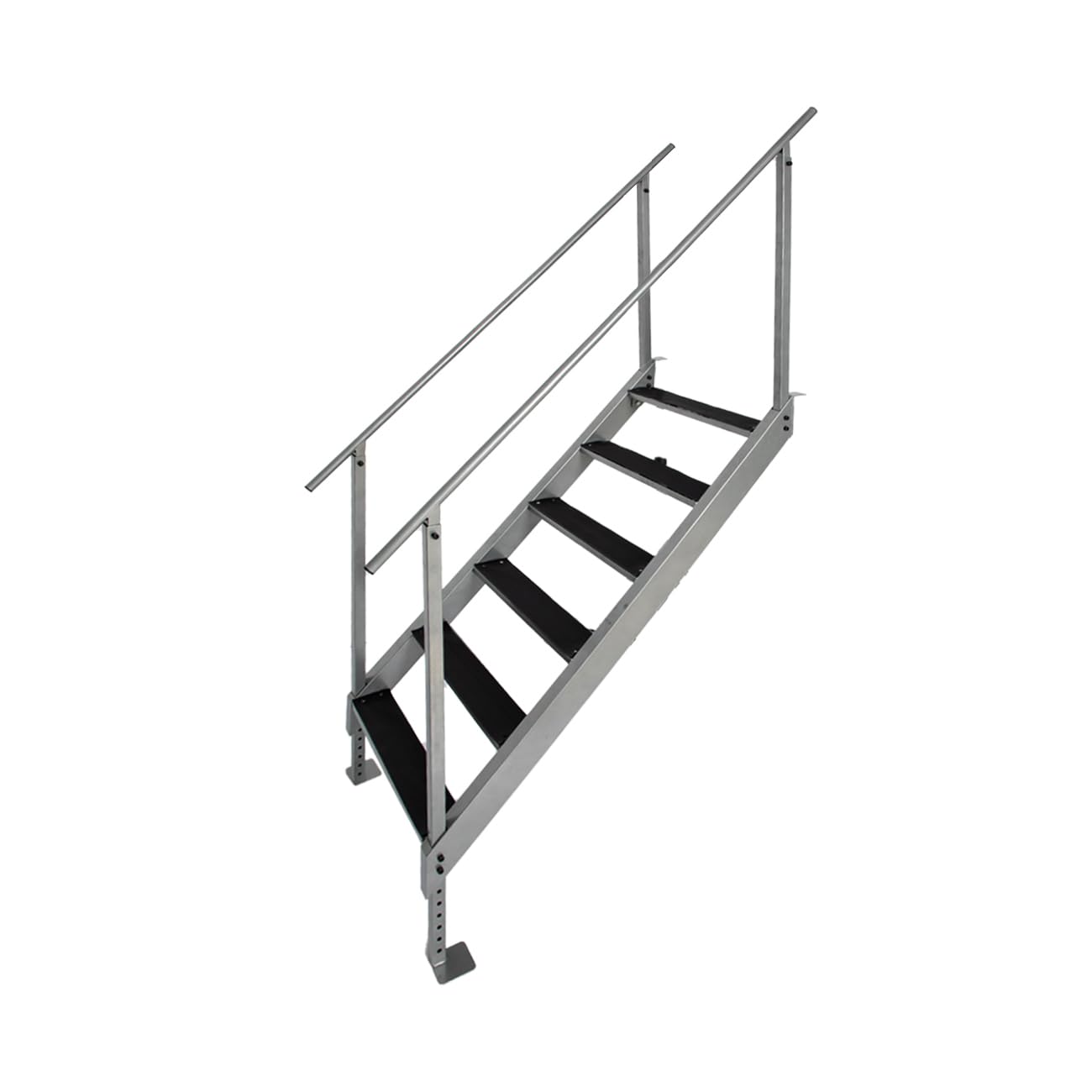 Biosp Adjustable Height 6-Step Dock Ladder with 2 Handrails, Heavy Duty 500LB Steel Pool Stairs with Non-Slip Rubber Pedals for Boat Dock, Inground Pool, Lake Swimming, RV Access & Home Use