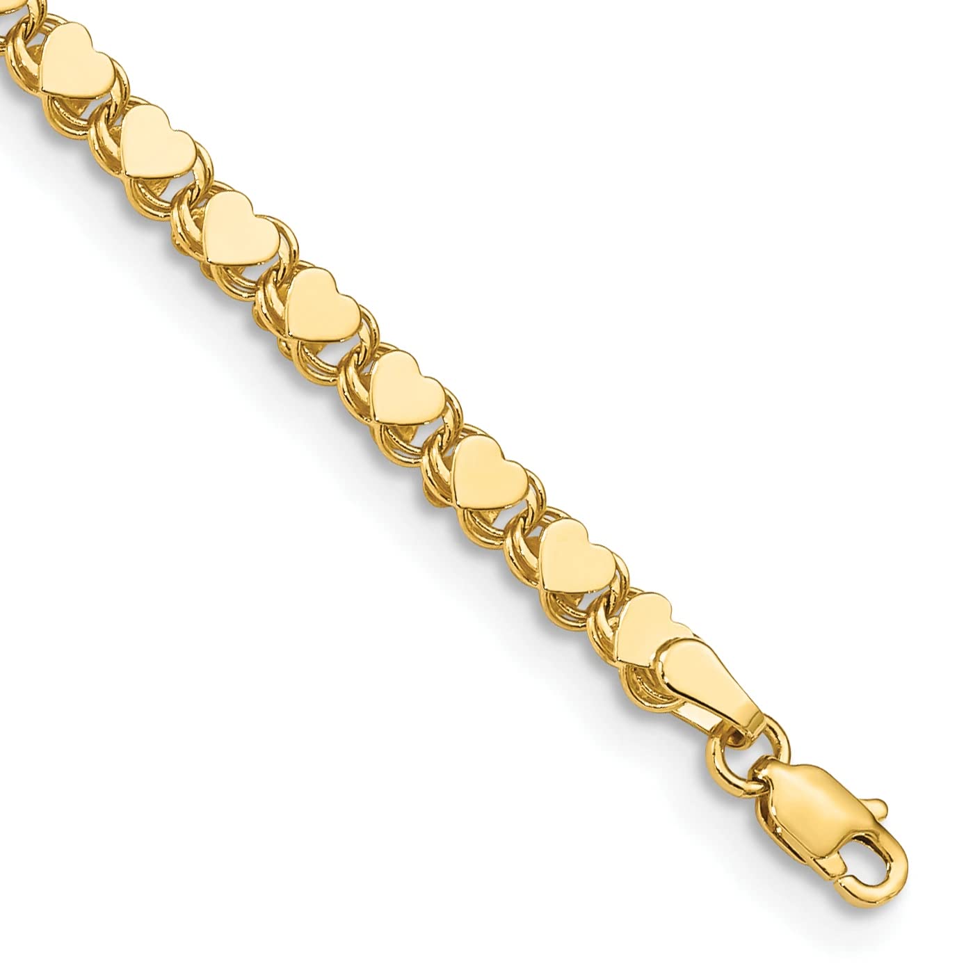 14K Yellow Gold Polished Double-Sided Heart Anklet - Elegant Ankle Bracelet for Women, Perfect for Valentine's Day, Anniversary, Wedding & Everyday Wear