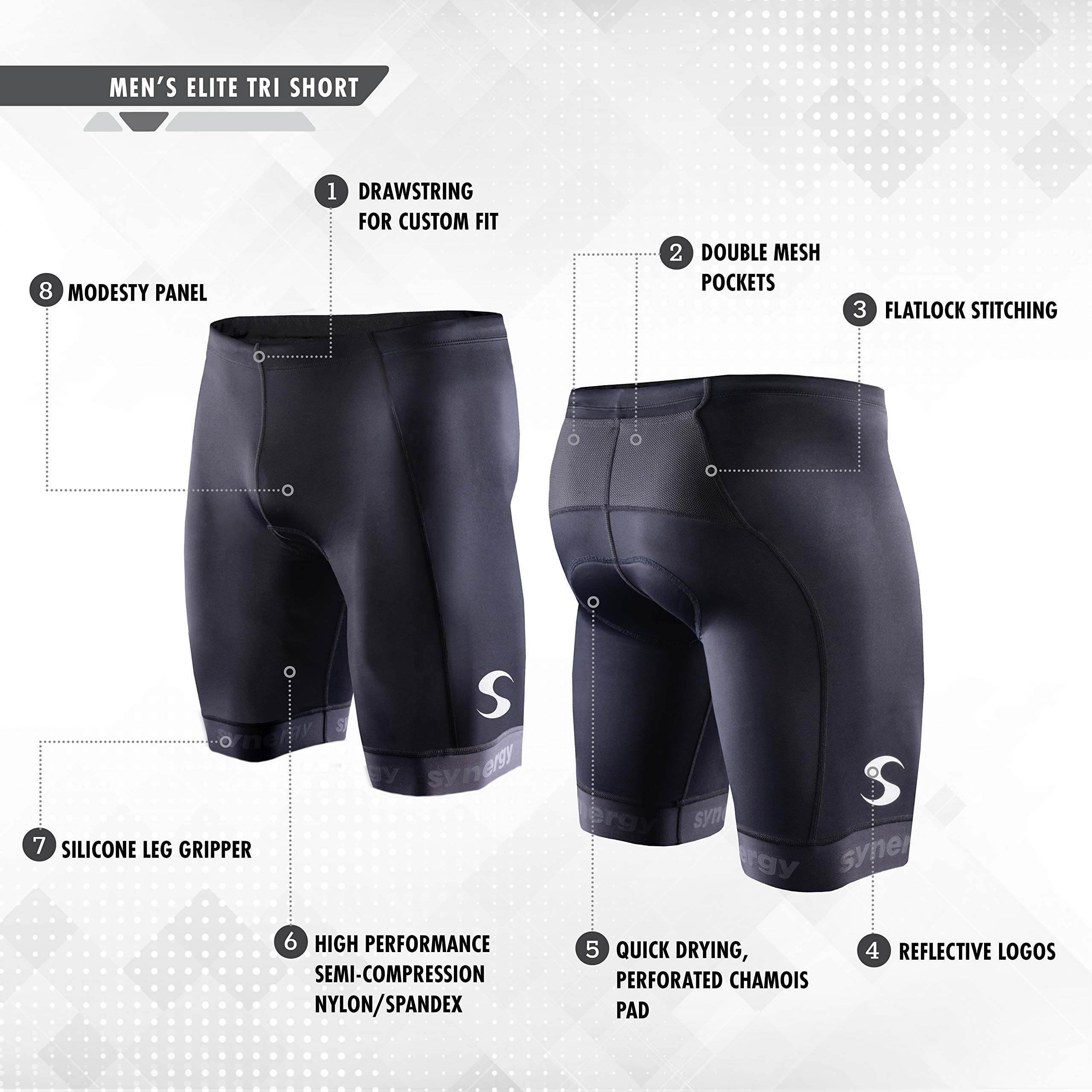 **Synergy Men's Triathlon Shorts - Quick-Dry, Comfortable & Breathable for Cycling, Running & Swimming**    *(Use for triathlon training, outdoor sports, and active lifestyle)*