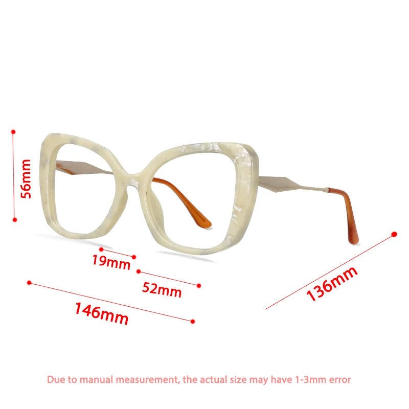 CCspace Women's Full Rim Large Cat Eye Reading Glasses - Plastic & Alloy Frame (R57092) - Perfect for Reading, Office Work, and Fashion Accessories