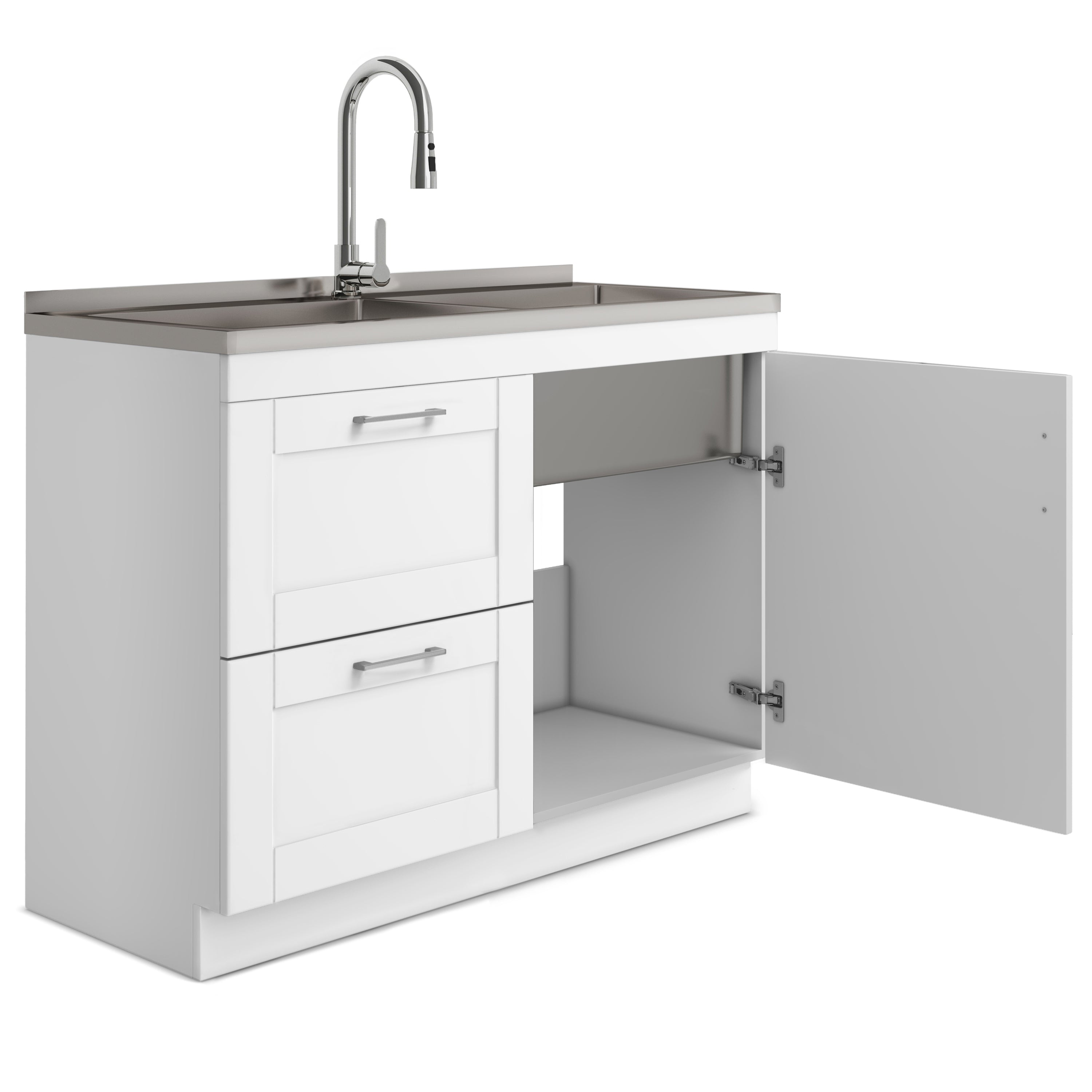 46 Inch Modern White Bathroom Vanity with Sink - All-in-One Design for Small Bathrooms, Powder Rooms & Master Baths