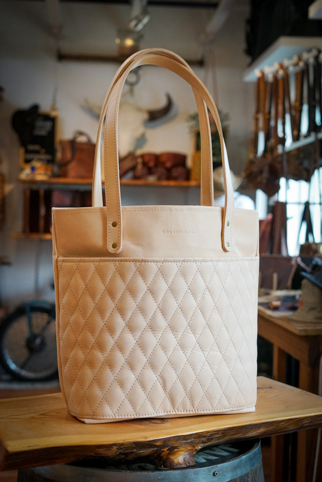 Premium Vegan Leather Tote Bag with Diamond Stitch - Natural Vegetable Tan - Stylish & Durable Women's Handbag for Work, Travel & Shopping