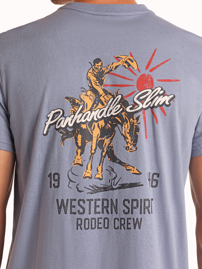 Panhandle PU21T05773 Men's Western Spirit Graphic T-Shirt - Indigo Blue - Casual Wear & Cowboy Style Outfit