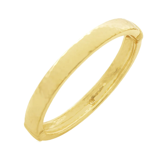 Cleopatra Oval Hinged Bangle Bracelet - Elegant Gold-Tone Adjustable Cuff for Women | Perfect for Parties, Weddings & Special Occasions
