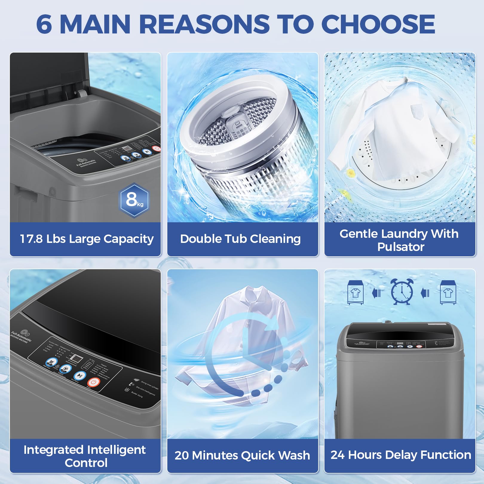 Nictemaw 17.8Lbs Portable Washing Machine with Dryer - 2.4Cu.ft Compact Washer Dryer Combo, 10 Wash Programs & 8 Water Levels, Built-in Drain Pump - Perfect for Apartments, RVs, Dorms & Small Spaces - Ideal for Travel, Camping & Off-Grid Living
